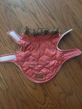 Heart to Tail Quilted Pink Dog Coat with Faux Fur Collar size Xsmall